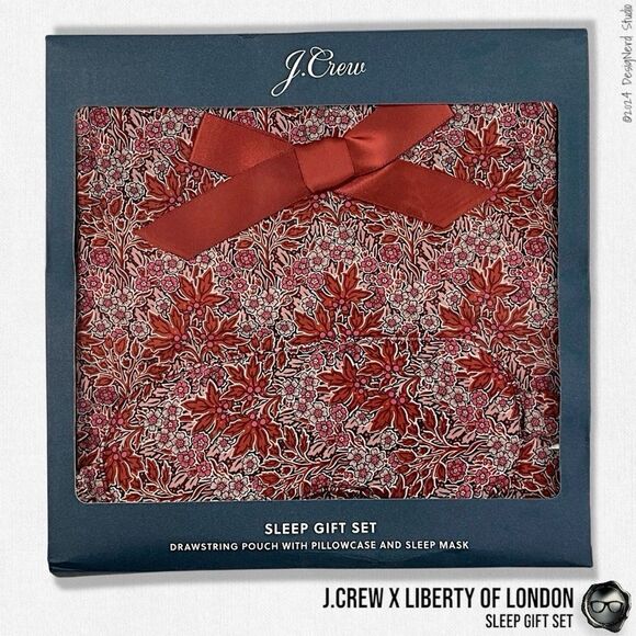 J.CREW X LIBERTY OF LONDON SLEEP MASK, PILLOWCASE & POUCH GIFT SET AUBREY FOREST - Picture 1 of 7
